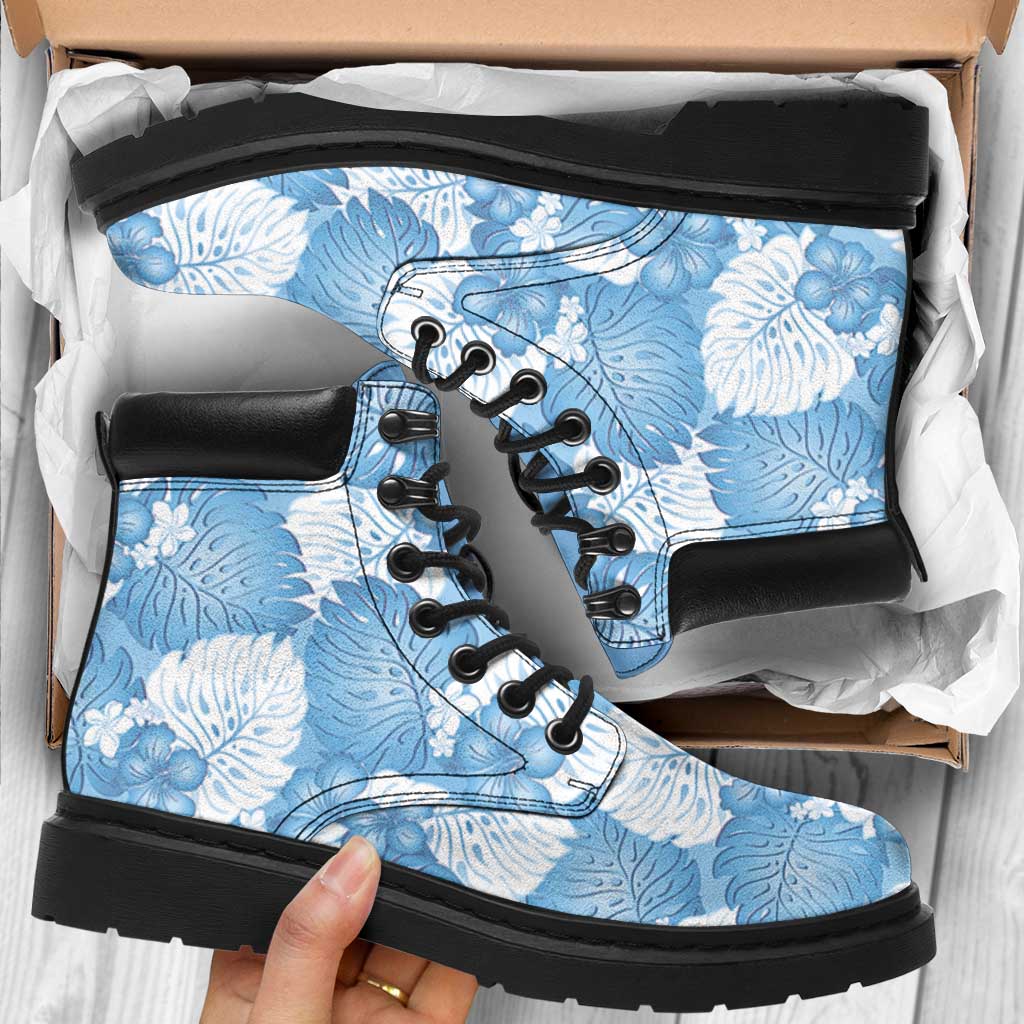 Blue Aloha Hawaii All Season Boots Monstera Hibiscus Plumeria Seamless Vibes - Polynesian Pride
