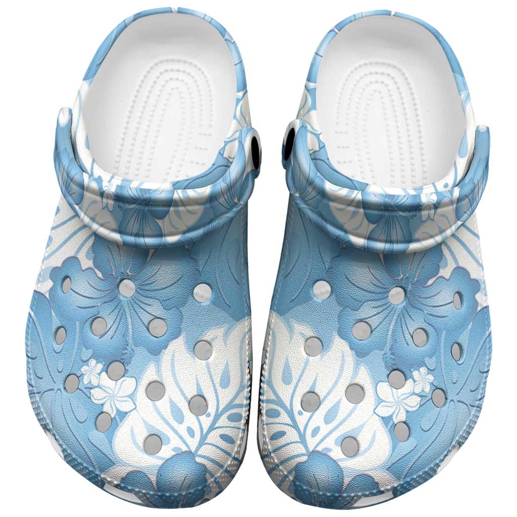 Blue Aloha Hawaii Clogs Shoes Monstera Hibiscus Plumeria Seamless Vibes