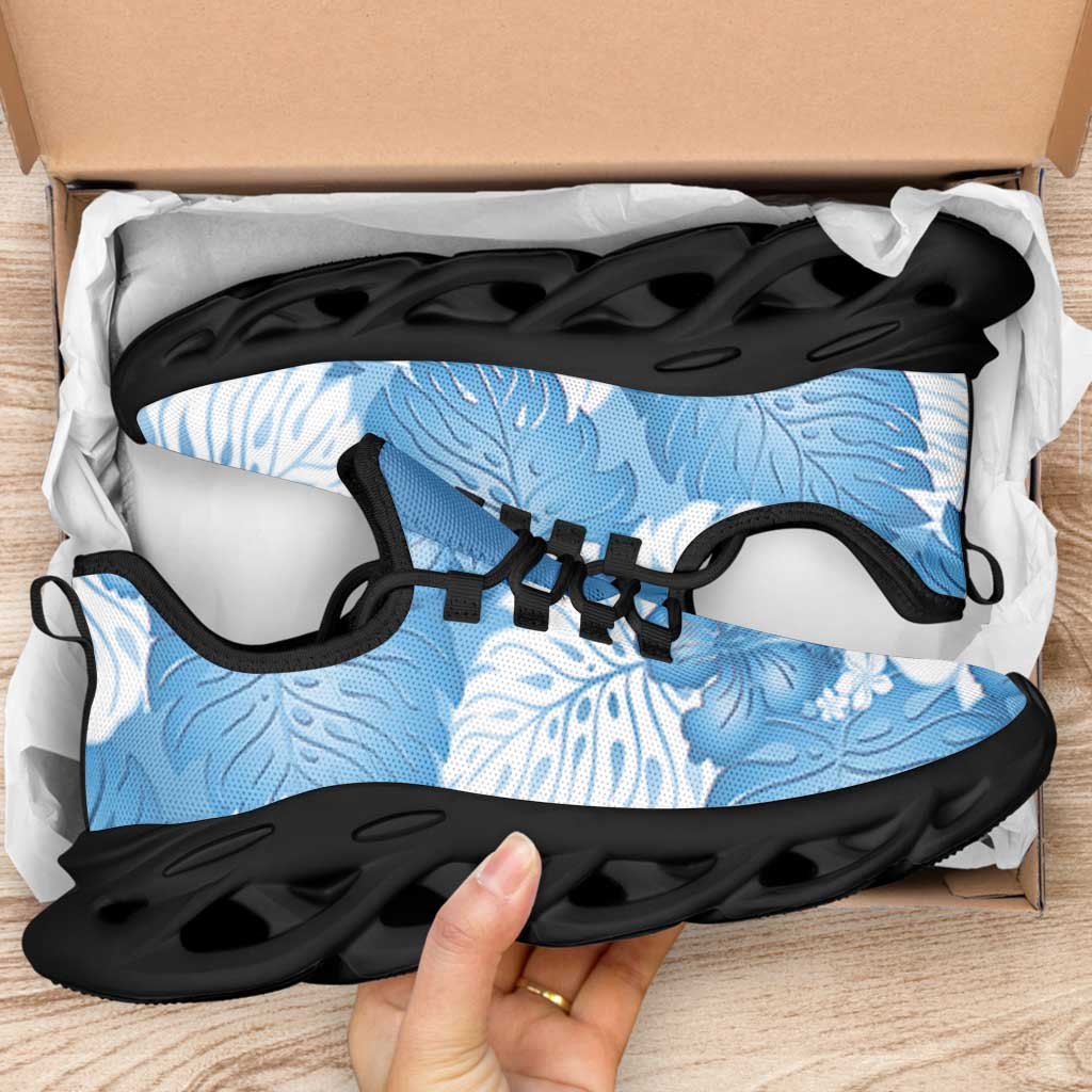 Blue Aloha Hawaii Clunky Sneakers Monstera Hibiscus Plumeria Seamless Vibes - Polynesian Pride