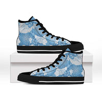 Blue Aloha Hawaii High Top Shoes Monstera Hibiscus Plumeria Seamless Vibes - Polynesian Pride
