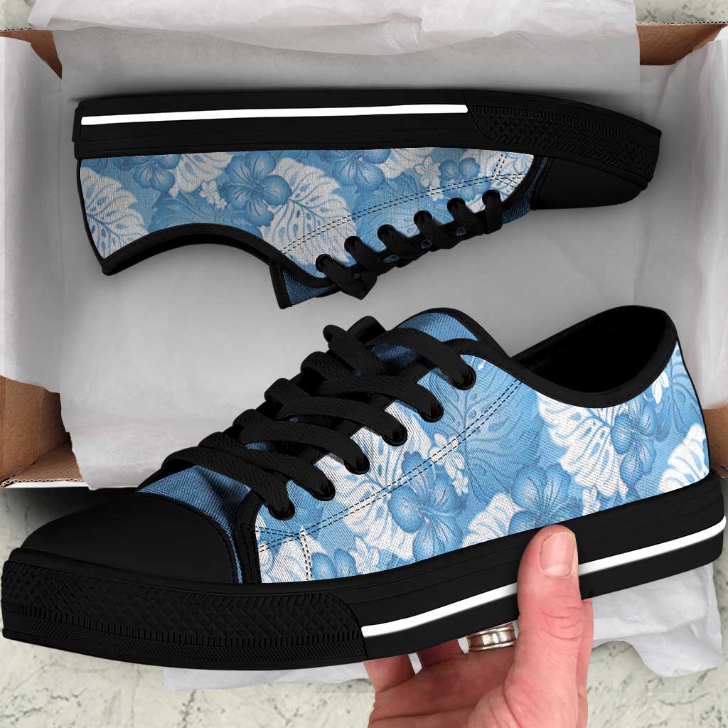 Blue Aloha Hawaii Low Top Shoes Monstera Hibiscus Plumeria Seamless Vibes - Polynesian Pride
