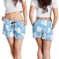 Blue Aloha Hawaii Shorts for Women Monstera Hibiscus Plumeria Seamless Vibes LT14 - Polynesian Pride