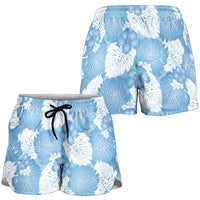 Blue Aloha Hawaii Shorts for Women Monstera Hibiscus Plumeria Seamless Vibes LT14 - Polynesian Pride