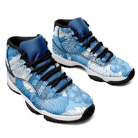 Blue Aloha Hawaii Sneakers J11 Monstera Hibiscus Plumeria Seamless Vibes LT14 - Polynesian Pride