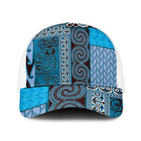 Blue Aotearoa Kowhaiwhai Pattern Baseball Net Cap NZ Maori Quilt Style - Polynesian Pride