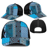 Blue Aotearoa Kowhaiwhai Pattern Baseball Net Cap NZ Maori Quilt Style - Polynesian Pride