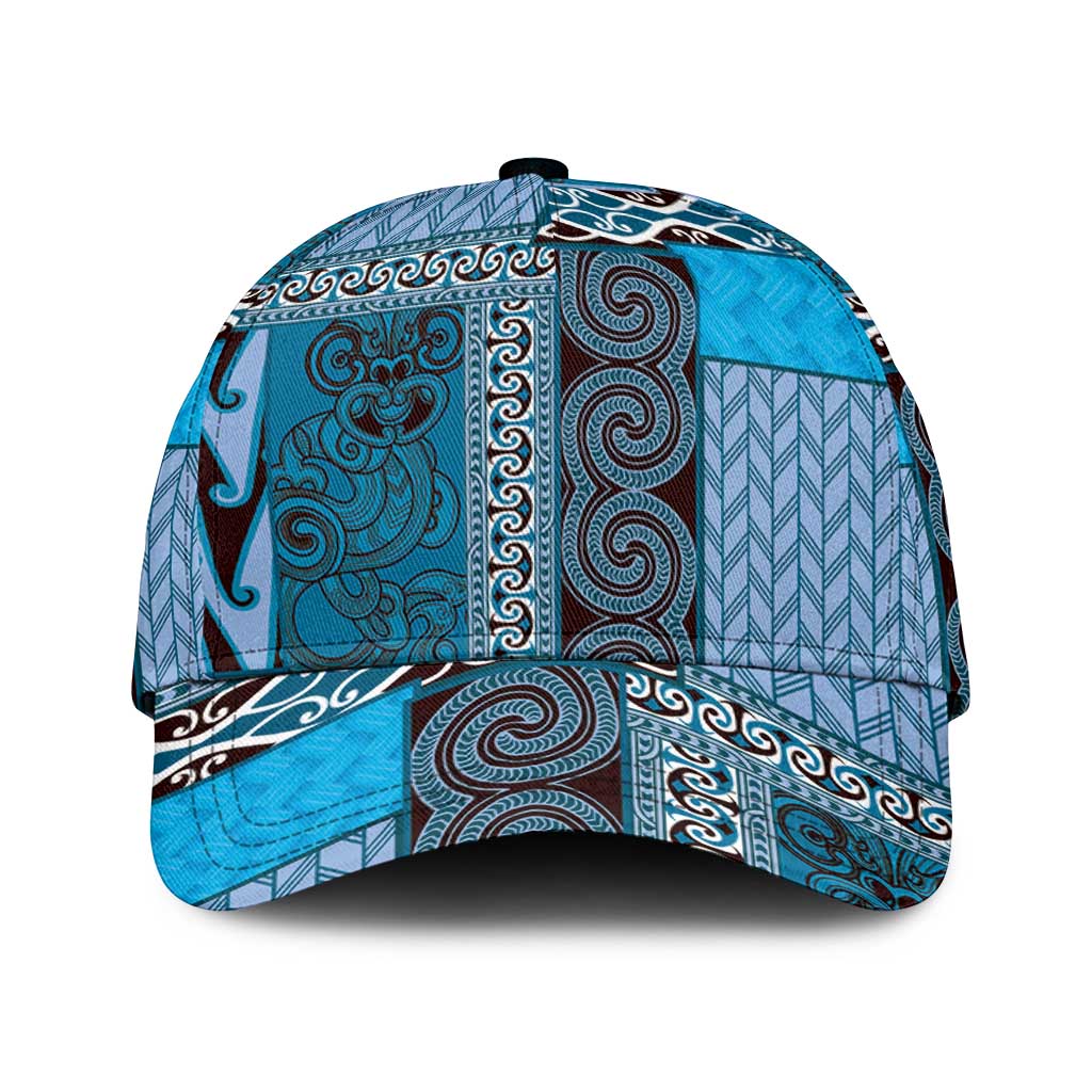 Blue Aotearoa Kowhaiwhai Pattern Classic Cap NZ Maori Quilt Style - Polynesian Pride