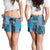 Blue Aotearoa Kowhaiwhai Pattern Shorts for Women NZ Maori Quilt Style - Polynesian Pride