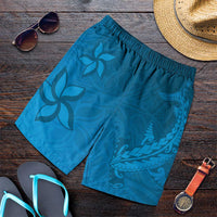 Blue Gradient Polynesia Shorts for Men Hawaiian Tribal Hammerhead Shark Tattoo - Polynesian Pride