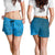Blue Gradient Polynesia Shorts for Women Hawaiian Tribal Hammerhead Shark Tattoo - Polynesian Pride