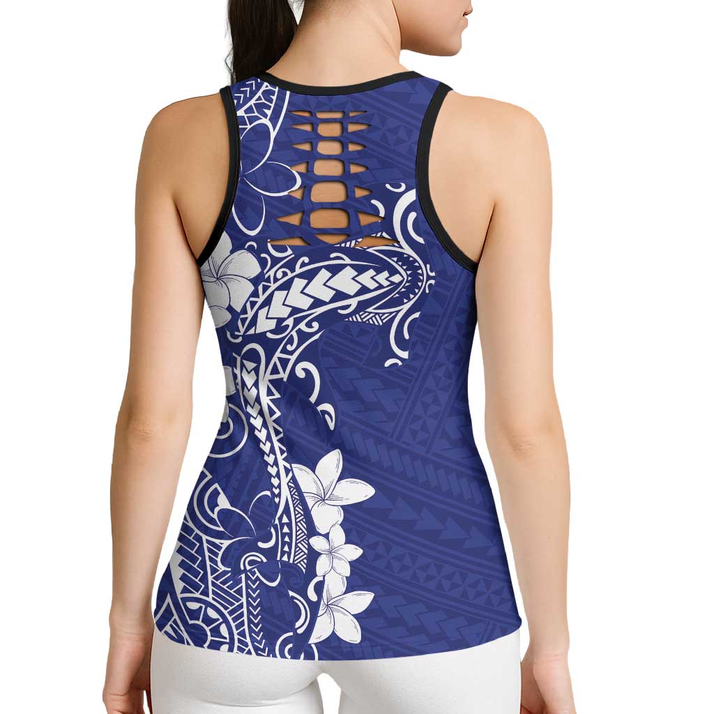 Blue Hawaii Hollow Tank Top Hammerhead Shark Tattoo Curve Polynesian - Polynesian Pride