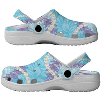 Blue Hawaii Palaka Honohono Pikake Clogs Shoes Hawaiian Orchid Lei Polynesian Pattern - Polynesian Pride