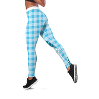 Blue Hawaii Palaka Leggings Hawaiian Honohono Lei LT05 Blue - Polynesian Pride