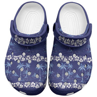 Blue Hawaii Palm Tree Hibiscus Clogs Shoes Fantasy Summer Vibe