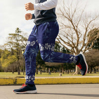 Blue Hawaii Palm Tree Hibiscus Jogger Pants Fantasy Summer Vibe