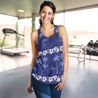 Blue Hawaii Palm Tree Hibiscus Women Racerback Tank Fantasy Summer Vibe