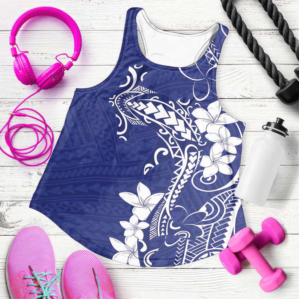 Blue Hawaii Women Racerback Tank Hammerhead Shark Tattoo Curve Polynesian - Polynesian Pride