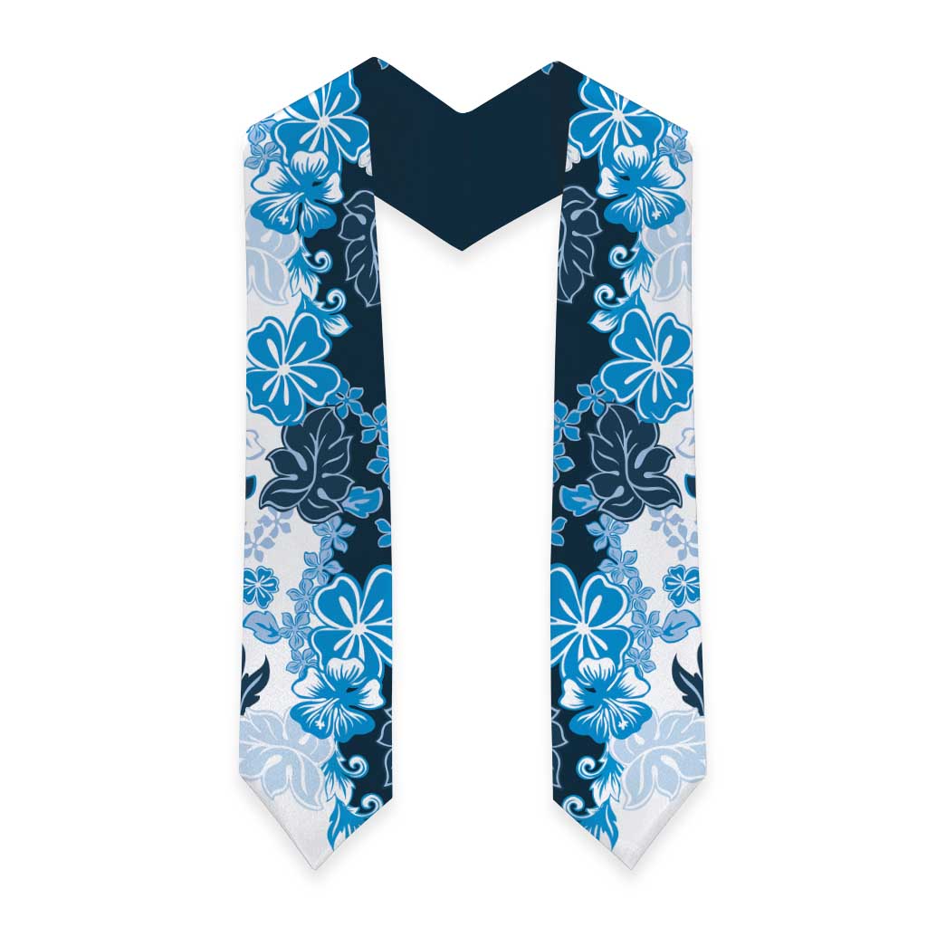 Blue Hibiscus Plumeria Floral Graduation Stole