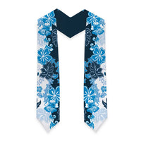 Blue Hibiscus Plumeria Floral Graduation Stole