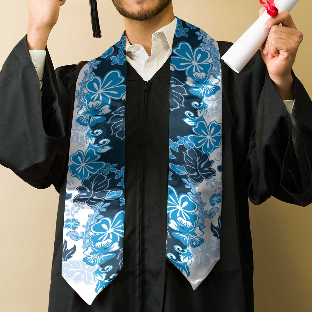 Blue Hibiscus Plumeria Floral Graduation Stole