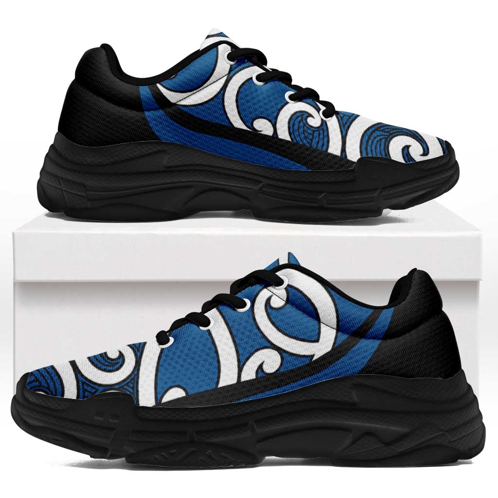 Blue Maori Koru New Zealand Chunky Sneakers