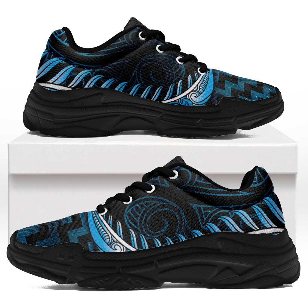 Blue Matariki New Zealand Chunky Sneakers Maori Poutama Galaxy Vibes