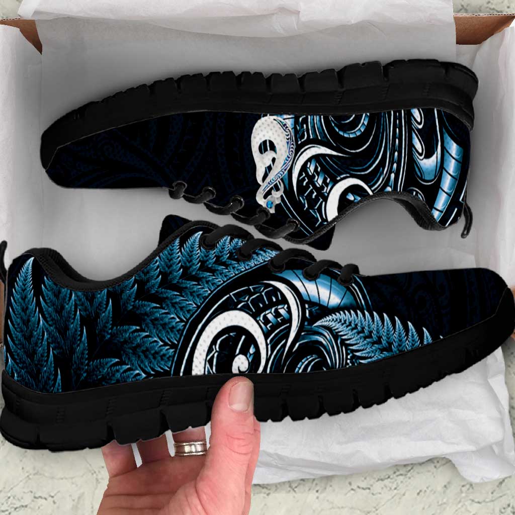 Blue New Zealand Sneakers Aotearoa Silver Fern With Manaia Maori Unique LT14 Blue - Polynesian Pride