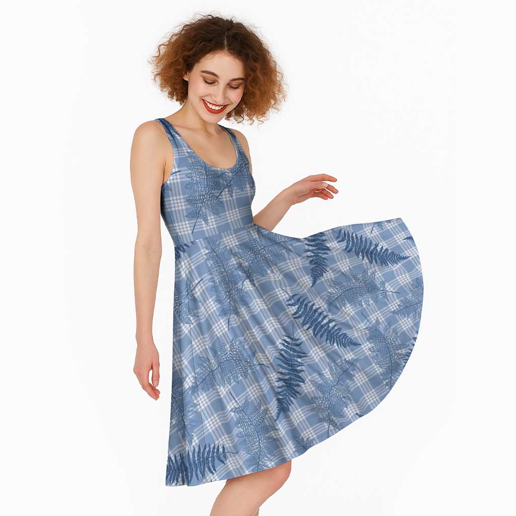 Blue Palaka Hawaii Palapalai Midi Dress Hawaiian Fern LT14 - Polynesian Pride