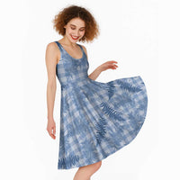 Blue Palaka Hawaii Palapalai Midi Dress Hawaiian Fern LT14 - Polynesian Pride