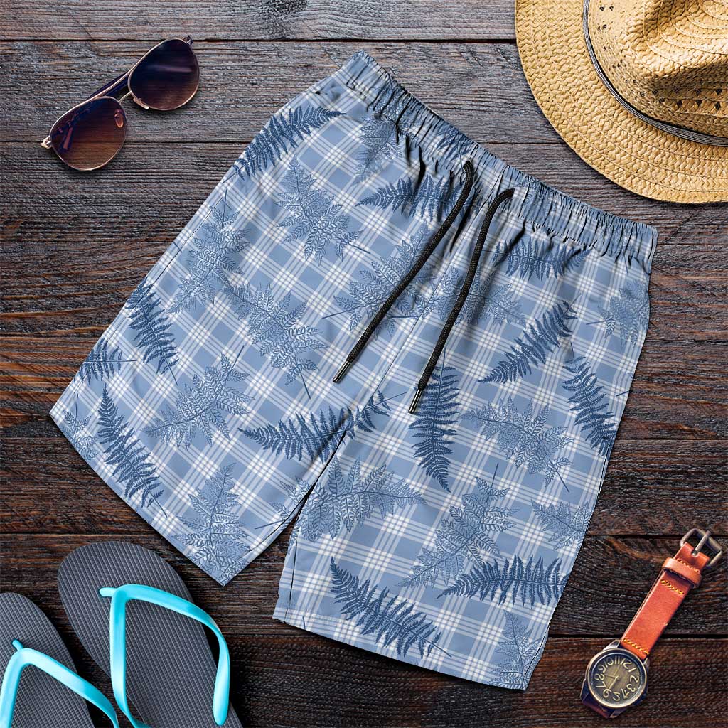 Blue Palaka Hawaii Palapalai Shorts for Men Hawaiian Fern