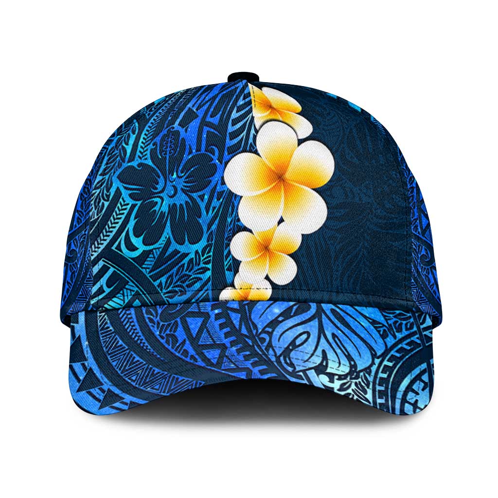 Blue Polynesia Classic Cap Plumeria Tropical Leaves With Galaxy Polynesian Art LT14