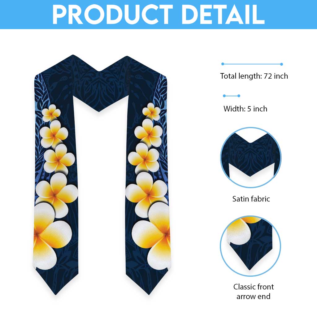 Blue Polynesia Graduation Stole Plumeria Tropical Leaves With Galaxy Polynesian Art LT14 - Polynesian Pride