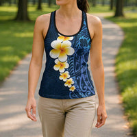 Blue Polynesia Hollow Tank Top Plumeria Tropical Leaves Galaxy Polynesian Art - Polynesian Pride