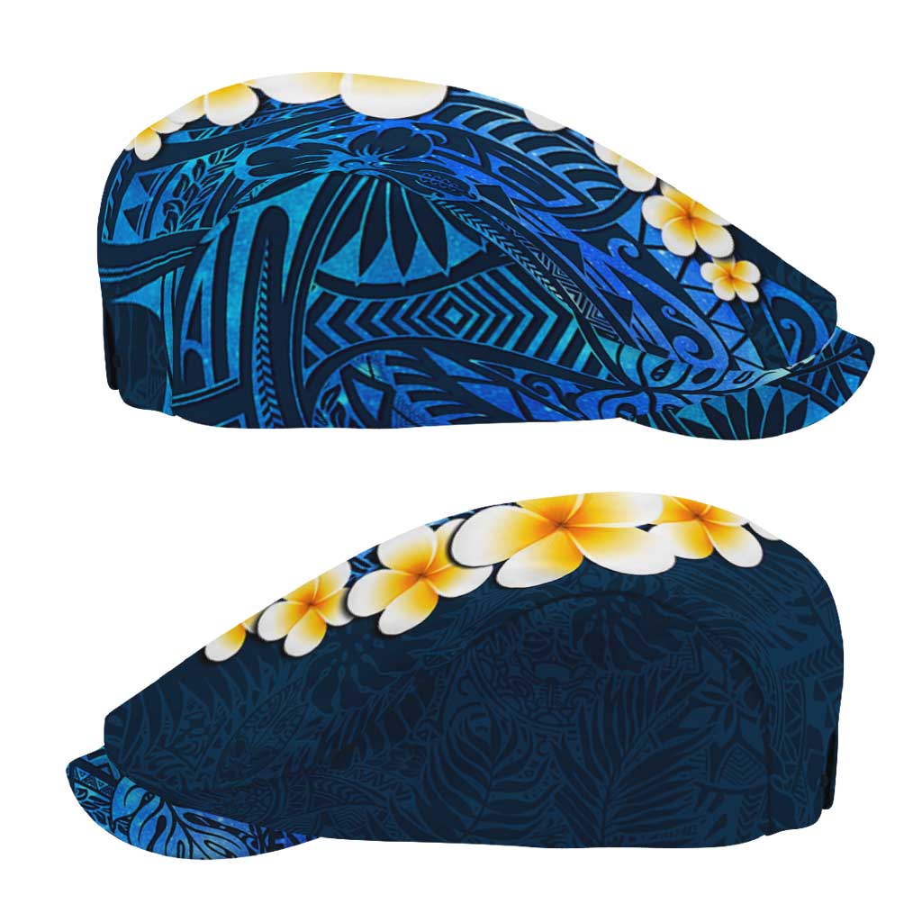 Blue Polynesia Jeff Hat Plumeria Tropical Leaves Galaxy Polynesian Art - Polynesian Pride