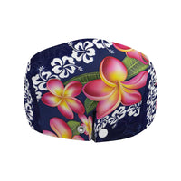 Blue Polynesia Jeff Hat Plumeria With Hibiscus Pattern Tropical Vibes - Polynesian Pride