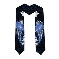 Blue Polynesian Pattern With Tropical Flowers Graduation Stole LT05 - Polynesian Pride