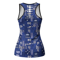 Blue Samoa Manuia Le Kerisimasi Hollow Tank Top Pacific Patchwork Xmas Vibes - Polynesian Pride
