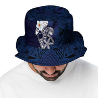Blue Samoa Tattoo Bucket Hat Plumeria Samoan Ocean Tatau Pattern - Polynesian Pride