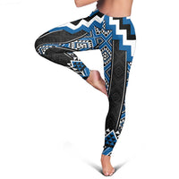 Blue Taniko Aotearoa Leggings Niho Taniwha Mix Poutama LT14