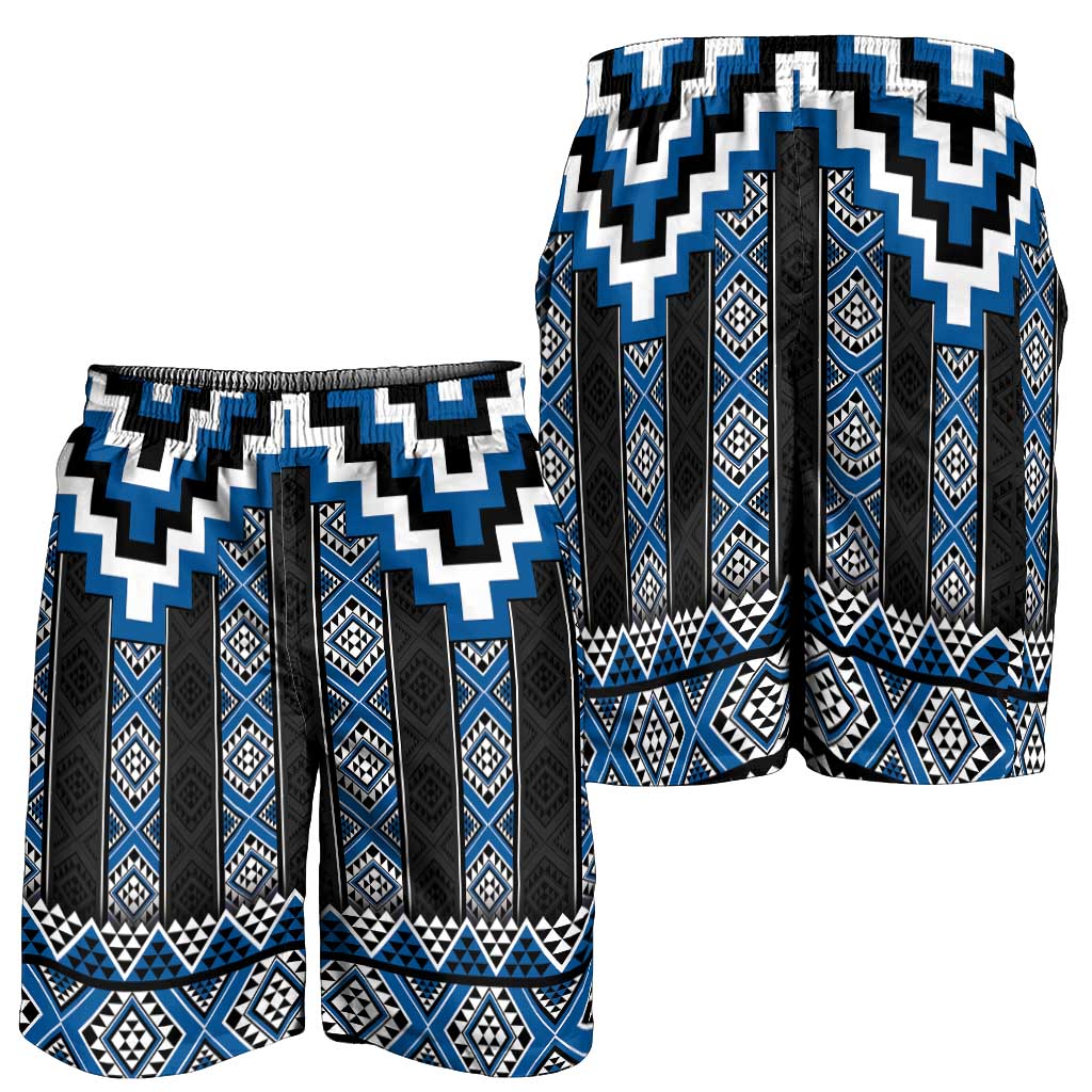 Blue Taniko Aotearoa Shorts for Men Niho Taniwha Mix Poutama LT14