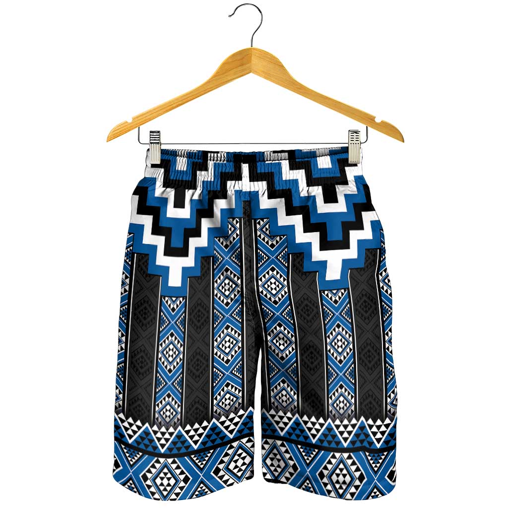 Blue Taniko Aotearoa Shorts for Men Niho Taniwha Mix Poutama LT14