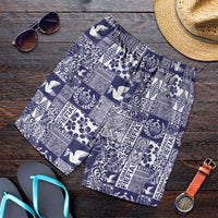 Blue Tonga Kilisimasi Fiefia Shorts for Men Pacific Patchwork Xmas Vibes - Polynesian Pride