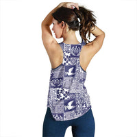 Blue Tonga Kilisimasi Fiefia Women Racerback Tank Pacific Patchwork Xmas Vibes - Polynesian Pride