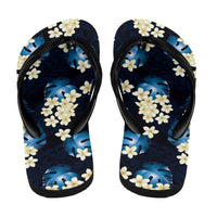 Blue Tropical Hawaii Flip Flops Seamless Monstera Plumeria Hawaiian Pattern - Polynesian Pride