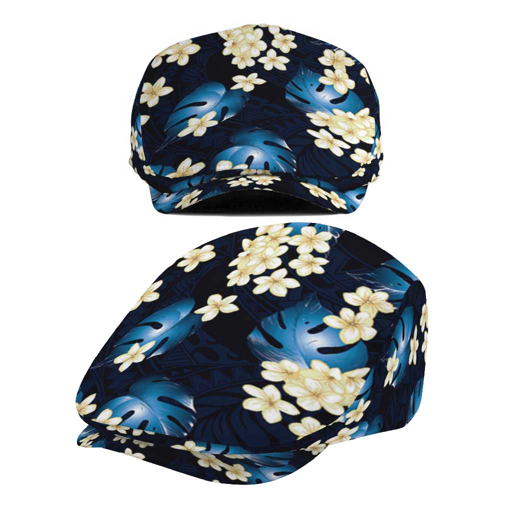 Blue Tropical Hawaii Jeff Hat Seamless Monstera Plumeria Hawaiian Pattern - Polynesian Pride