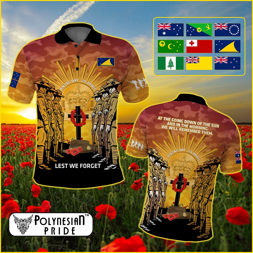 Custom 25 April ANZAC Day Polo Shirt Lest We Forget Army Corps Camouflage CTM14