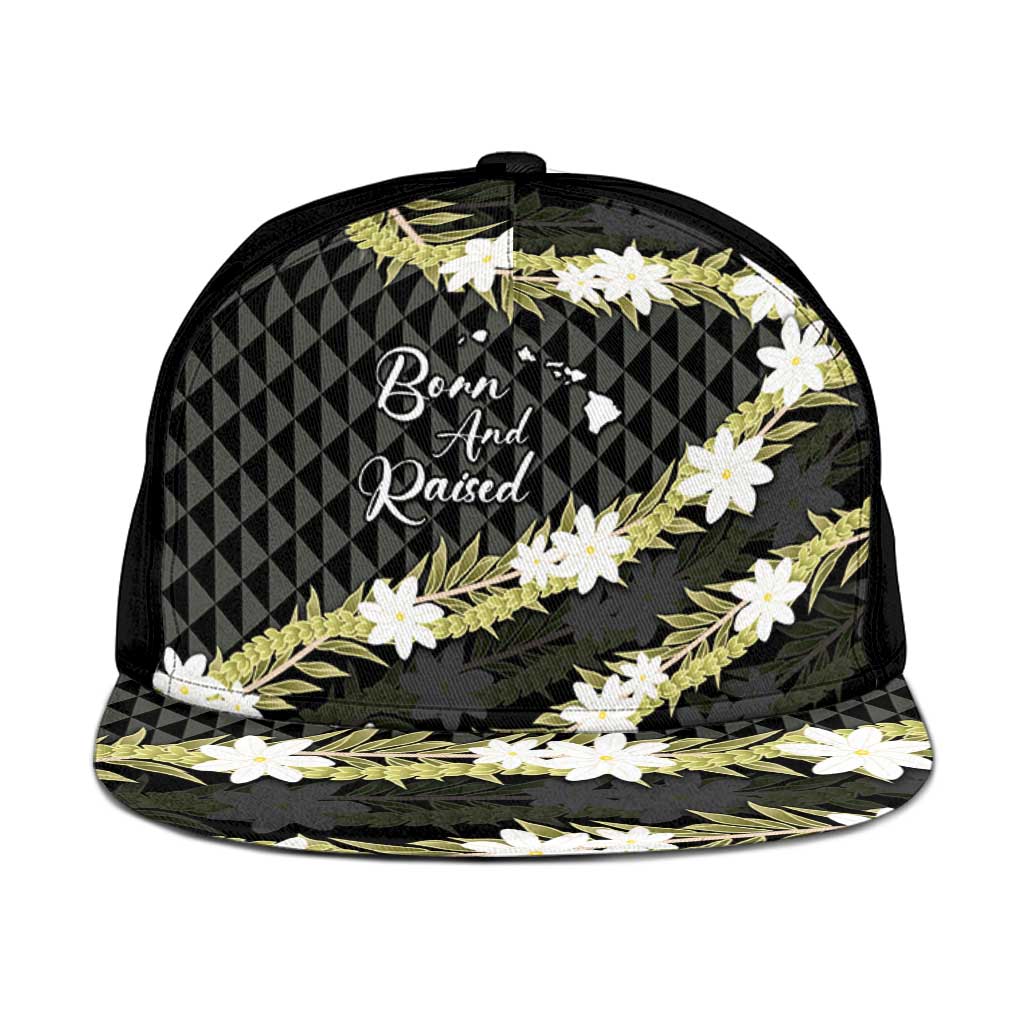 Born And Raised Aloha Hawaii Snapback Cap Kanaka Kakau Hawaiian Tiare Pakalana Lei - Polynesian Pride
