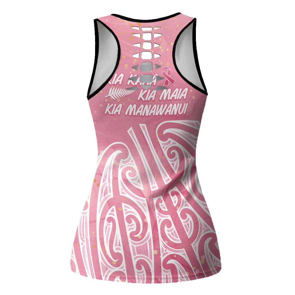 Breast Cancer Awareness Maori Hollow Tank Top Kia Kaha Kia Maia Kia Manawanui - Polynesian Pride