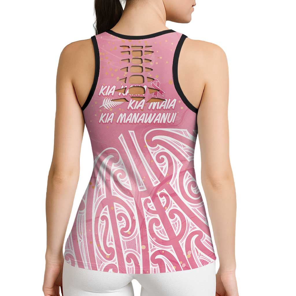 Breast Cancer Awareness Maori Hollow Tank Top Kia Kaha Kia Maia Kia Manawanui - Polynesian Pride