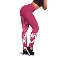 Breast Cancer Awareness Maori Leggings Koru Kowhaiwhai - Polynesian Pride